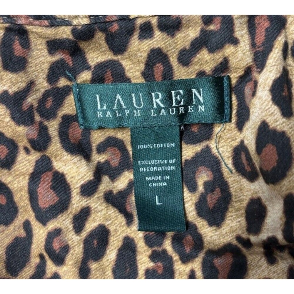 Ralph Lauren Pajama Shirt Leopard Print Long Sleeve Button L Embroidered Logo - Picture 5 of 6